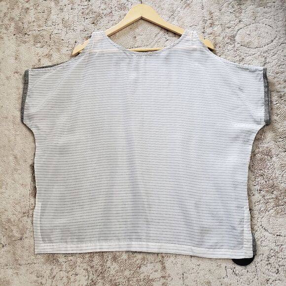 Alembika NWT Small Medium Oversized Black White Linen Blend Cold Shoulder Tunic - Picture 12 of 15